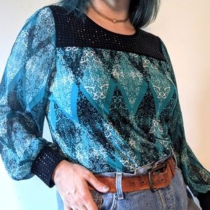 Alfani Patterned Blouse with beaded detail